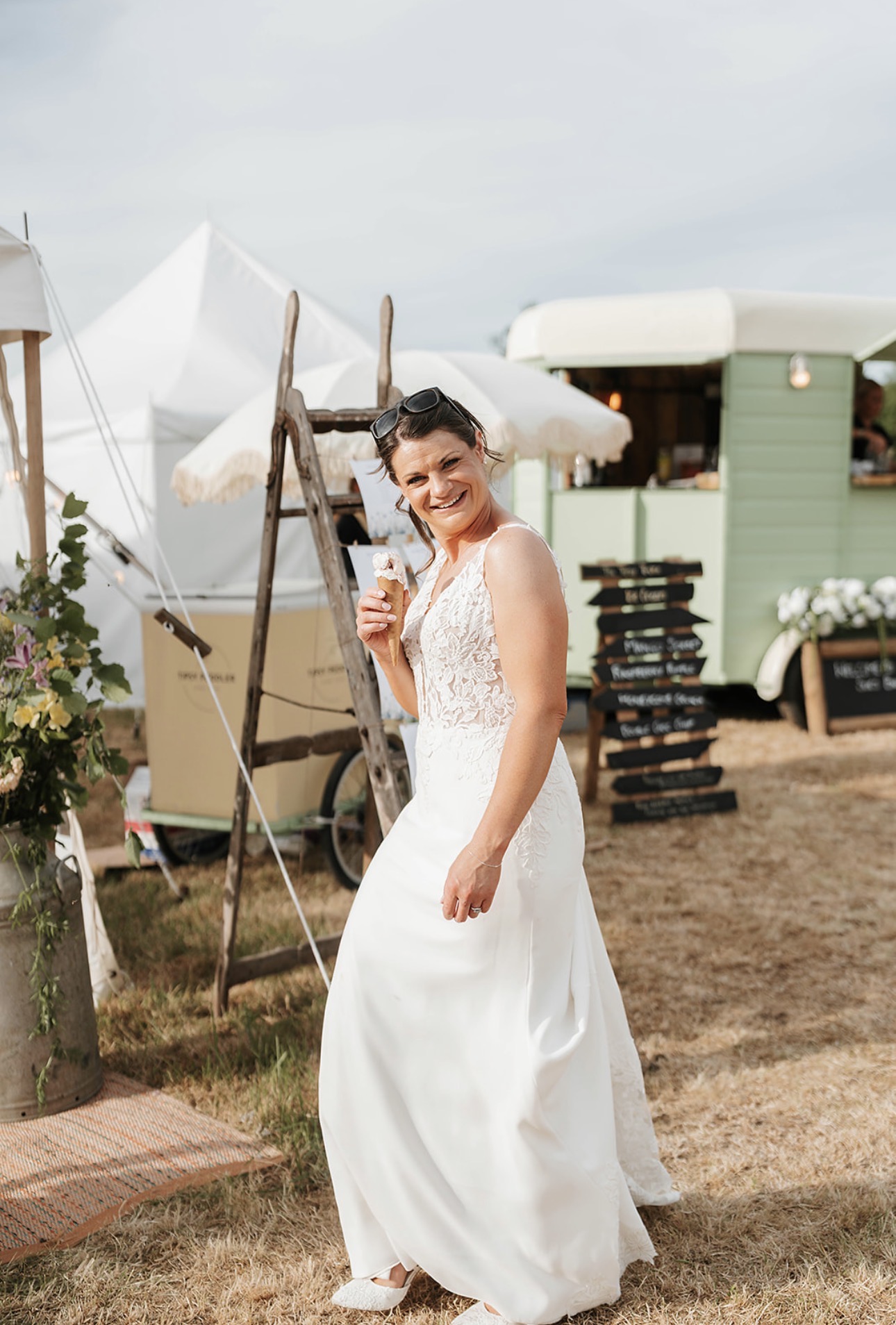 Bride enjoying an ice cream